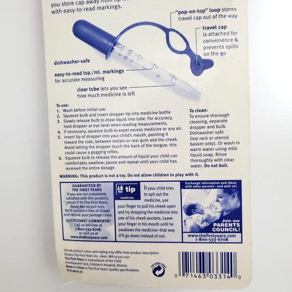 Vtg The First Years Baby Easy-Read Blue Medicine Dropper Dispenser SEALED - Picture 7 of 8
